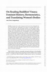 Research paper thumbnail of On Reading Buddhist Vinaya: Feminist History, Hermeneutics, and Translating Women's Bodies