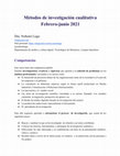 Research paper thumbnail of Métodos de investigación cualitativa Febrero-junio 2021