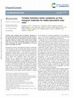 Research paper thumbnail of Tunable transition metal complexes as hole transport materials for stable perovskite solar cells † View Article Online View Journal