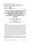 Research paper thumbnail of A STUDY ON THE RELATIONSHIP BETWEEN THE VARIOUS COMPONENTS OF PROCUREMENT WITH THE ACHIEVEMENT OF OBJECTIVES OF LOGISTICS MANAGEMENT IN THE SUPPLY CHAIN SYSTEM