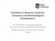 Research paper thumbnail of Translation in Research: Empirical, Conceptual and Methodological Considerations-INTRODUCTION  Professors Dvora Yanow and Susanne Tietze