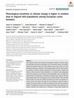 Research paper thumbnail of Phenological sensitivity to climate change is higher in resident than in migrant bird populations among European cavity breeders