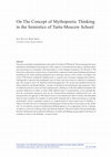 Research paper thumbnail of On the concept of mythopoetic thinking in the Semiotics of Tartu-Moscow School