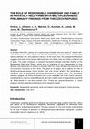 Research paper thumbnail of The Role of Responsible Ownership and Family in Privately Held Firms with Multiple Owners: Preliminary Findings from the Czech Republic