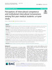 Research paper thumbnail of Perceptions of intercultural competence and institutional intercultural inclusiveness among first year medical students: a 4-year study