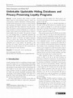 Research paper thumbnail of Unlinkable Updatable Hiding Databases and Privacy-Preserving Loyalty Programs