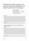 Research paper thumbnail of Abolishment of the institution of aviticitas and the establishment of modern private law in Hungary