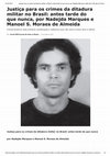 Research paper thumbnail of Justica para os crimes da ditadura militar no Brasil por Nadejda Marques e Manoel Moraes GGN