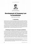 Research paper thumbnail of Development of Company Law in Kazakhstan: Main Issues and Trends