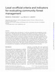 Research paper thumbnail of Local vs official criteria and indicators for evaluating community forest management