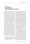 Research paper thumbnail of Nach Morales: Bolivianische Restauration