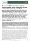 Research paper thumbnail of Genomes of 13 domesticated and wild rice relatives highlight genetic conservation, turnover and innovation across the genus Oryza