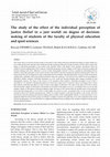 Research paper thumbnail of The study of the effect of the individual perception of justice (belief in a just world) on degree of decisionmaking of students of the faculty of physical education and sport sciences