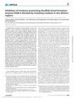 Research paper thumbnail of Inhibition of Virulence-promoting Disulfide Bond Formation Enzyme DsbB is blocked by Mutating Residues in two distinct regions