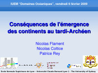 Research paper thumbnail of Conséquences de l'émergence des continents au tardi-Archéen