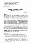 Research paper thumbnail of Children's Literature in Africa: A Critical Appraisal