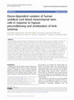 Research paper thumbnail of Donor-dependent variation of human umbilical cord blood mesenchymal stem cells in response to hypoxic preconditioning and amelioration of limb ischemia