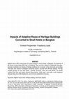 Research paper thumbnail of Impacts of Adaptive Reuse of Heritage Buildings Converted to Small Hotels in Bangkok