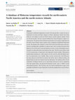 Research paper thumbnail of A database of Holocene temperature records for north‐eastern North America and the north‐western Atlantic