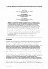 Research paper thumbnail of Critical reflections on international collaborative research