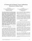 Research paper thumbnail of A Framework for Quranic Verses Authenticity Detection in Online Forum