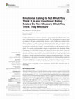 Research paper thumbnail of Emotional Eating Is Not What You Think It Is and Emotional Eating Scales Do Not Measure What You Think They Measure