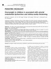 Research paper thumbnail of Overweight in children is associated with arterial endothelial dysfunction and intima-media thickening