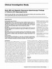 Research paper thumbnail of Brain MRI and Magnetic Resonance Spectroscopy Findings in Patients with Hyperargininemia