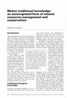 Research paper thumbnail of Moken traditional knowledge: an unrecognised form of natural resources management and conservation