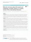 Research paper thumbnail of What do we know about the needs and challenges of health systems? A scoping review of the international literature