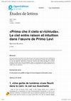 Research paper thumbnail of Prima che il cielo si richiuda». Le ciel entre raison et intuition dans l’œuvre de Primo Levi