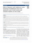 Research paper thumbnail of Effect of dynamic cyclic loading on screw loosening of retightened versus new abutment screw in both narrow and standard implants (in-vitro study)