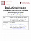 Research paper thumbnail of Genomic and functional analyses of Mycobacterium tuberculosis strains implicate ald in D-cycloserine resistance