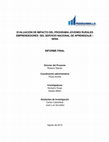 Research paper thumbnail of Evaluación de impacto del programa jóvenes rurales emprendedores del Servicio Nacional de Aprendizaje - SENA