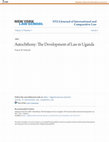 Research paper thumbnail of Autochthony: The Development of Law in Uganda