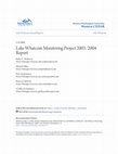 Research paper thumbnail of Lake Whatcom Monitoring Project 2002/2003 Report