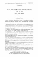 Research paper thumbnail of Kant and the Perfect Duty to Others Not to Lie (2006)