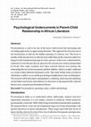 Research paper thumbnail of Psychological Undercurrents in Parent-Child Relationship in African Literature