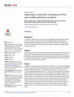 Research paper thumbnail of Adjusting to university: Perceptions of first-year health professions students