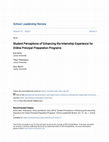 Research paper thumbnail of Student Perceptions of Enhancing the Internship Experience for Online Principal Preparation Programs