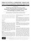 Research paper thumbnail of Child care provider training and a supportive feeding environment in child care settings in 4 states, 2003