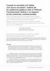 Research paper thumbnail of Cuando la sociedad civil habla, ¿los jueces escuchan?: análisis de las audiencias públicas ante el Tribunal Constitucional chileno y su impacto en las sentencias constitucionales