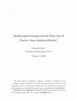 Research paper thumbnail of Reinforcement Learning and the Power Law of Practice : Some Analytical Results 1