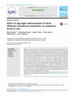 Research paper thumbnail of Effect of day/night administration of three different inhalational anesthetics on melatonin levels in rats