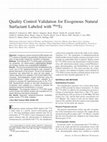 Research paper thumbnail of Quality control validation for exogenous natural surfactant labeled with 99mTc