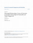 Research paper thumbnail of Meaningful Relationships: Cruxes of University-Community Partnerships for Sustainable and Happy Engagement