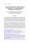 Research paper thumbnail of "Genuine Brotherhood without Remorse": A Commentary on Joseph Ratzinger’s Comments on De Iudaeis