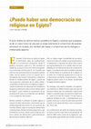 Research paper thumbnail of Puede haber una democracia no religiosa en Egipto