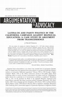 Research paper thumbnail of Latina/os and party politics in the California campaign against bilingual education: A case study in argument from transcendence