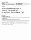 Research paper thumbnail of Genome-wide significant locus for Research Diagnostic Criteria Schizoaffective Disorder Bipolar type